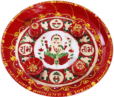 

Creativity Centre Diwali Pooja Thali With Ganesha Meenakari Stainless Steel(1 Pieces, Multicolor)