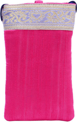 

Bagaholics Ethnic Raw Silk Saree Clucth Waist Clip Ladies Pouch Mobile Pouch(Pink)