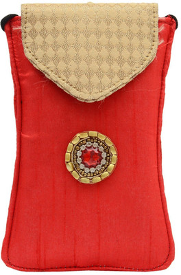 

Bagaholics Ethnic Raw Silk Saree Clucth Waist Clip Ladies Pouch Mobile Pouch(Red)