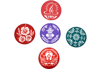 

Vardhman Rangoli 8 " Round plastic Stencils , Set Of 5 Rangoli Stencil