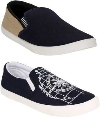 

Chevit Men's Combo Pack of 2 Sneakers For Men(Black, White
