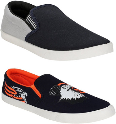 

Chevit Men's Combo Pack of 2 Sneakers For Men(Black, Orange