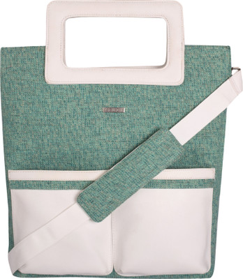 

Veuza Women Casual Green, White Leatherette Tote