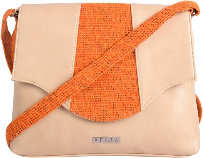 

Veuza Women Casual Orange, Beige Leatherette Sling Bag, Beige;orange