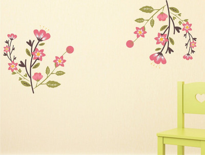 HAPPYSTICKY 150 cm Pink Flowers Self Adhesive Sticker(Pack of 1)