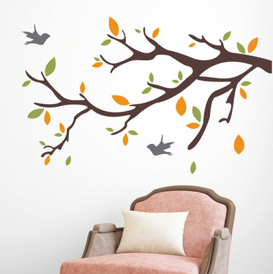 HAPPYSTICKY 100 cm Colorfull Trees Self Adhesive Sticker(Pack of 1)