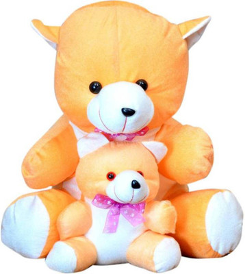 

Samayra Toys Orange Mother baby teddy bear - 45 cm(Orange)
