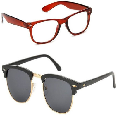 Amour-Propre Wayfarer, Clubmaster Sunglasses(Clear, Black)