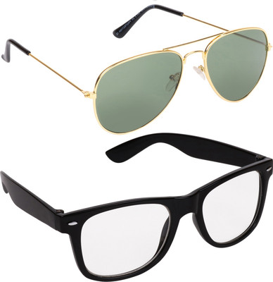 

Aligatorr Wayfarer, Aviator Sunglasses(Clear, Green