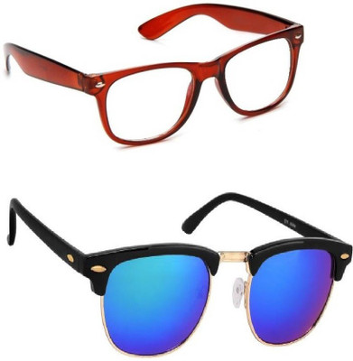 Amour-Propre Wayfarer, Clubmaster Sunglasses(Clear, Blue)