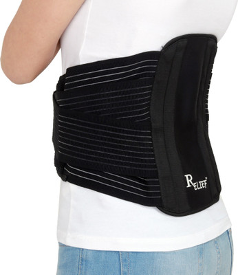 

Relief LumboOne Double Pull LS Belt with Contoured Stays (Contoured LS Belt) Back Support (, Black/Silver