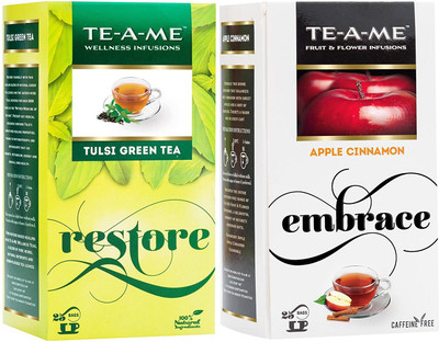 

TE-A-ME Tulsi Green Tea & Apple Cinnamon Tea Combo Tulsi, Apple, Cinnamon Green Tea Bags Box(50 Bags)