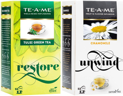 

TE-A-ME Tulsi Green Tea & Chamomile Tea Combo Chamomile Green Tea Bags(50 Bags, Box)