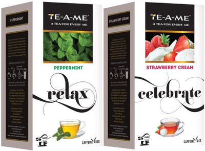 

TE-A-ME Strawberry Cream Infusion Tea & Peppermint Infusion Tea ComboAssam Strawberry, Peppermint Green Tea Bags(50 Bags, Box)