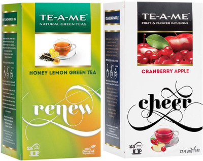 

TE-A-ME Honey Lemon Green Tea & Cranberry Apple Tea Combo Honey, Lemon, Cranberry, Apple Green Tea Bags(50 Bags, Box)