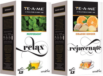 TE-A-ME Orange Ginger Infusion Tea & Peppermint Infusion Tea Combo Peppermint, Orange, Ginger Green Tea Bags Box(50 Bags)