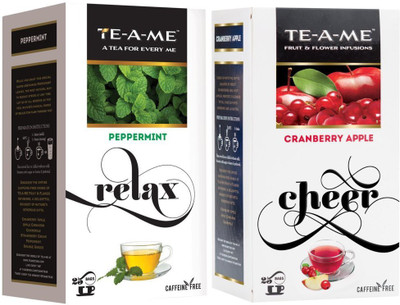 

TE-A-ME Cranberry Apple Fruit and Flower Herbal Tea Infusion & Peppermint Infusion Tea Combo Cranberry, Peppermint, Apple Green Tea Bags(50 Bags, Box)