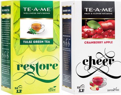 

TE-A-ME Tulsi Green Tea & Cranberry Apple Tea Combo Cranberry, Apple, Tulsi Green Tea Bags(50 Bags, Box)