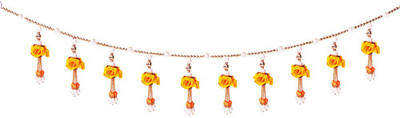 

Creativity Centre Yellow Tissue Flower With Pearl N Golden Beads Door Hanging Toran