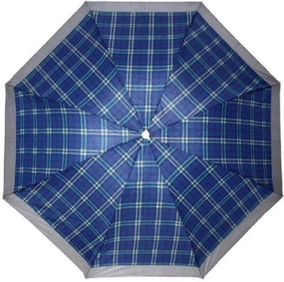 

Raindrop Blue Check Pattern 3 fold Office Umbrella(Blue)