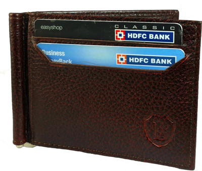 

Ammvi Creations Men Brown Genuine Leather Money Clip(8 Card Slots)
