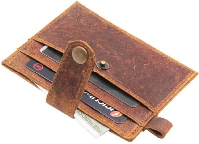 

ELV Men Brown Genuine Leather Card Holder(5 Card Slots), Dark brown