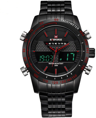 

Naviforce NF9024 Steel Quartz Clock Digital LED Army Watch - For Men