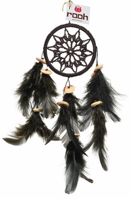 

Rooh Dream Catcher Rooh Dream Catcher ~Black Crochet ~ Handmade Hangings for Positivity (Can be used as Home Décor Accents) Wool Windchime(6 inch, Black)