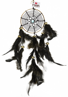 

Rooh Dream Catcher Rooh Dream Catcher ~Black Turquoise ~ Handmade Hangings for Positivity (Can be used as Home Décor Accents) Wool Windchime(7, Black)