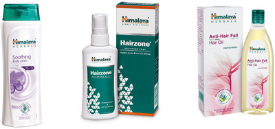 

Himalaya soothing body lotion, hair zone, anti hair fall oil(Set of 3)