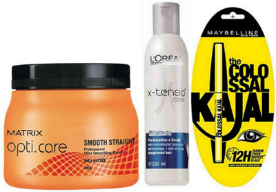 

Matrix Opti Care Smooth Straight Hair Spa With X-Tenso Care Shampoo & Maybelline Colossal Kajal 0.35(Set of 3)