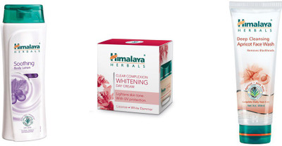 

Himalaya soothing body lotion, clear complixion whithing day cream, deep cleansing apricot face wash(Set of 3)