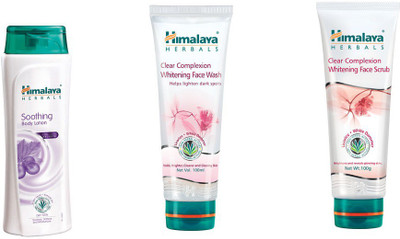 

Himalaya soothing body lotion, clear complixion face wash, scrub(Set of 3)