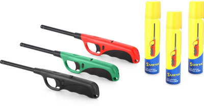 

HOTSUN MULTI PURPOSE FLAME LIGHTER & REFILL CAN Plastic Gas Lighter(Multicolor, Pack of 6)