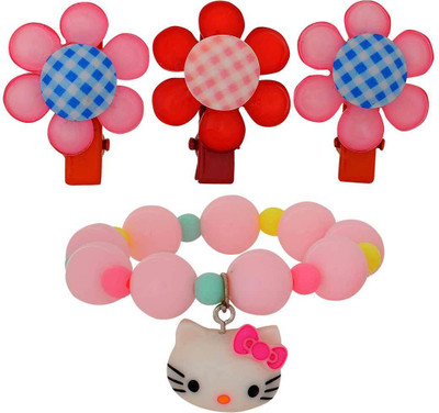 

Maayra Girls's Flower Kitty Pack of 4 Hair Accessory Set(Multicolor)