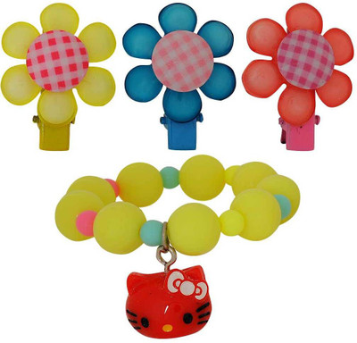 

Maayra Girls's Flower Kitty Pack of 4 Hair Accessory Set(Multicolor)