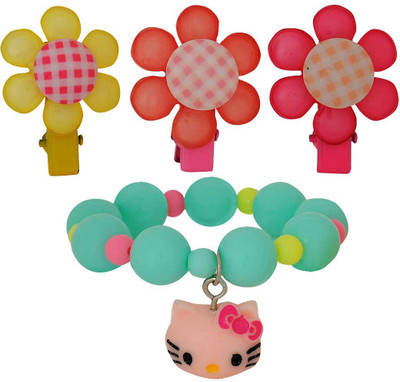 

Maayra Girls's Flower Kitty Pack of 4 Hair Accessory Set(Multicolor)