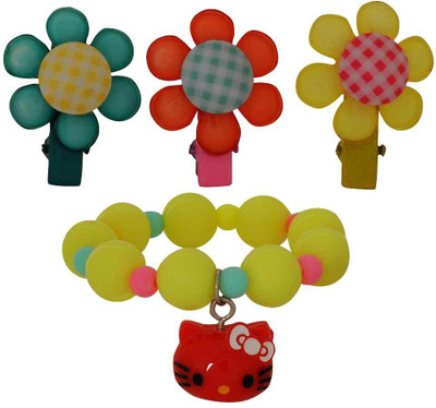 

Maayra Girls's Flower Kitty Pack of 4 Hair Accessory Set(Multicolor)