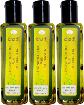 

Khadi Global Shankhpushpi & Rudraksh Hair Tonic Oil with Real Active Herbs 100% Natural & Safe ( No Mineral Oil No Parabens) 100 ml Pack of 3 Hair Oil(300 ml)
