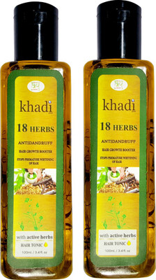 

Khadi Global 18 Herbs Hair Oil With Real Active Herbs 100% Natural & Safe ( Contains No Mineral Oil No Parabens) 100 ml Pack of 2 Hair Oil(200 ml)