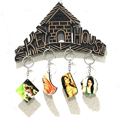 Ruby Perl Handmade Wooden Key House holder, Wall hanger for keys, Wall Décor Hanging by Art Store Wood Key Holder(5 Hooks, Black)