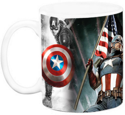

EFW Marvel Avengers superheros - Captain America Ceramic Mug(325 ml), Multicolor