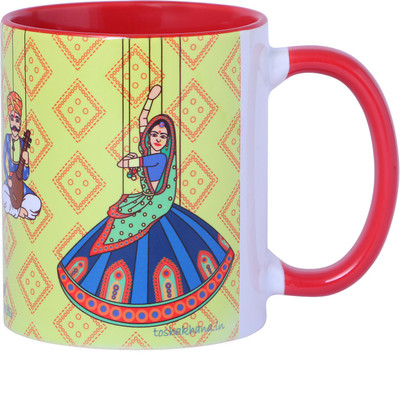 

toshakhana Bandhej Kathputli Rajasthan India Ceramic Mug(300 ml), Yellow