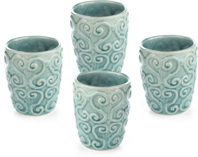 

Gifts & Souvenir 3DKD KULLAD Ceramic Mug(250 ml, Pack of 4), Green