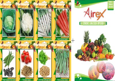 Airex Cabbage, Cauliflower, Daikon, Red Carrot, Ridge Gourd, Tomato, Coriander, and Lobia (Bean) Seed(20 per packet)