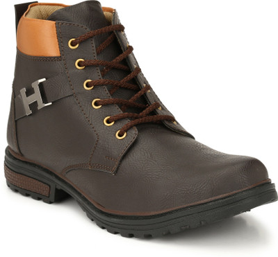 

OLADIN Mens OUTDOOR BOOTS Synthetic Leather - BLACK/BROWN (NHT-20006) Boots For Men(Brown, Black