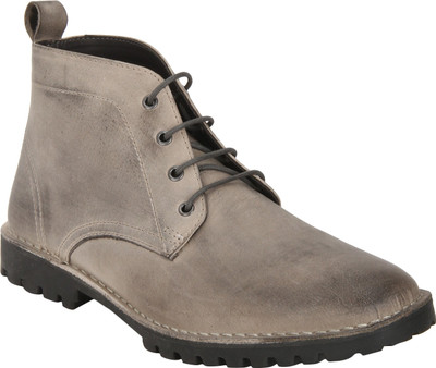 

Red Tape Men Leather Biker Boots For Men(Grey