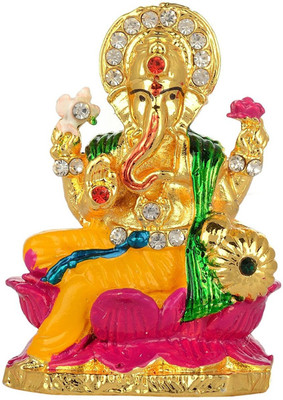 

Kulin Anmol Kamal God Ganesh | Ganpati | Lord Ganesha Idol | Statue For Car Dashboard | Home Decor | Gifting Decorative Showpiece - 5 cm(Alloy, Multicolor)