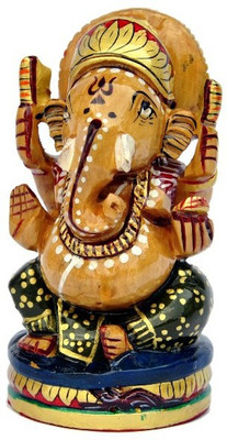 

Dkrafts handmade wooden & colored beautiful Ganesh ji showpiece Decorative Showpiece - 8 cm(Wooden, Multicolor)