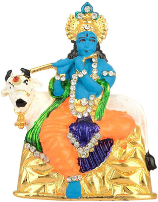 

Kulin Prince God Sitting Cow Krishna Idol | Statue For Car Dashboard | Home Decor | Gifting Decorative Showpiece - 7 cm(Alloy, Multicolor)